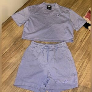 Nike womens Lavender Athletic Shorts & cropped shirt